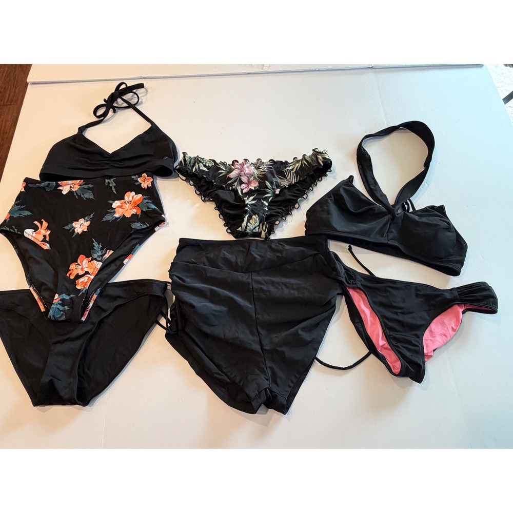 Mixed Swimwear Bundle Floral Black Bikini High Waist 7pc XS/S